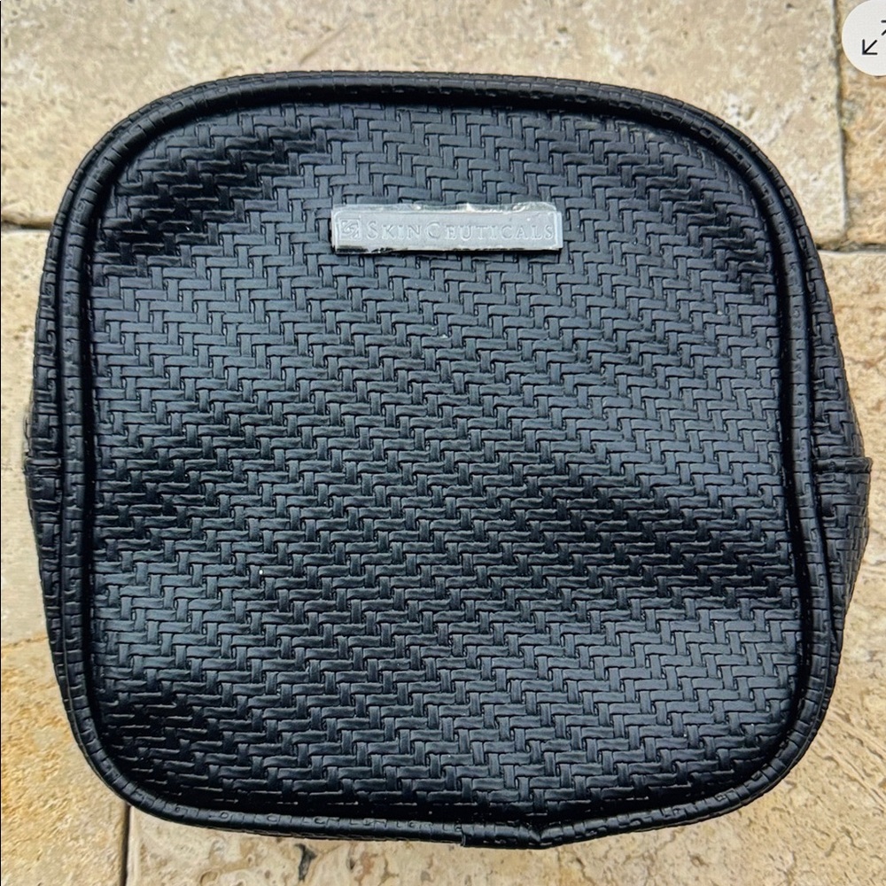SkinCeuticals Black Herringbone Woven Makeup Cosmetics  Bag